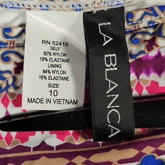 La Blanca Printed Side-Tab Bikini Bottom Sz 10 - Picture 4 of 9